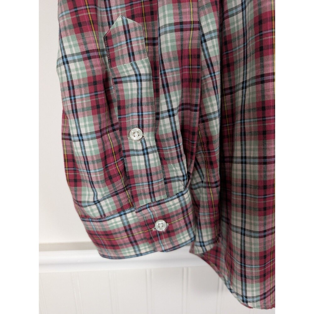 Ralph Lauren Blue Label Mens Button Up XL Blake 100% Cotton Red Tan Check Preppy - Picture 2 of 9